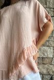 Rustic Nature Bubble Cotton Raw Frill Top Washed Peachy Nude