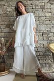 Rustic Nature Bubble Cotton Raw Frill Top White