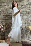 Rustic Nature Bubble Cotton Raw Frill Top White