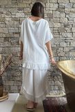 Rustic Nature Bubble Cotton Raw Frill Top White