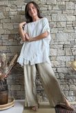 Rustic Nature Bubble Cotton Raw Frill Top White