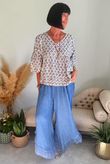Rustic Nature Bubble Cotton Slant Frill Pant Washed Denim