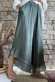 Rustic Nature Bubble Cotton Slant Frill Pant Washed Moss