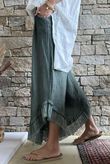 Rustic Nature Bubble Cotton Slant Frill Pant Washed Moss