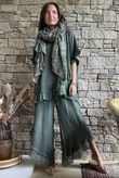 Rustic Nature Bubble Cotton Slant Frill Pant Washed Moss
