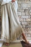 Rustic Nature Bubble Cotton Slant Frill Pant Washed Oat