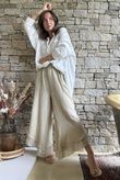 Rustic Nature Bubble Cotton Slant Frill Pant Washed Oat