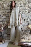 Rustic Nature Bubble Cotton Slant Frill Pant Washed Oat