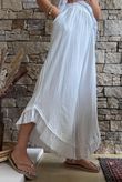 Rustic Nature Bubble Cotton Slant Frill Pant White