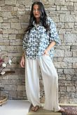 Rustic Nature Bubble Cotton Split Kick Pant White