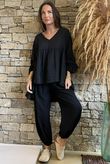 Sa Caleta Cotton Artist Smock Top Black /5=
