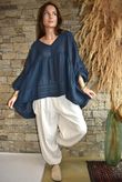  Sa Caleta Cotton Artist Smock Top Navy /5=