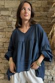  Sa Caleta Cotton Artist Smock Top Navy /5=