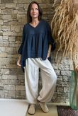  Sa Caleta Cotton Artist Smock Top Navy /5=