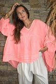  Sa Caleta Cotton Artist Smock Top Sherbet Coral