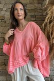  Sa Caleta Cotton Artist Smock Top Sherbet Coral