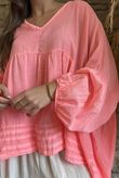  Sa Caleta Cotton Artist Smock Top Sherbet Coral