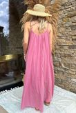 Sa Caleta Cotton Pocketed Shoe String Maxi Dress Indian Pink