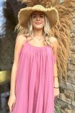 Sa Caleta Cotton Pocketed Shoe String Maxi Dress Indian Pink