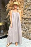Sa Caleta Cotton Pocketed Shoe String Maxi Dress Mocha
