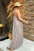 Sa Caleta Cotton Pocketed Shoe String Maxi Dress Mocha