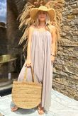 Sa Caleta Cotton Pocketed Shoe String Maxi Dress Mocha