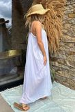 Sa Caleta Cotton Pocketed Shoe String Maxi Dress White