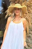 Sa Caleta Cotton Pocketed Shoe String Maxi Dress White