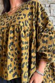 Sa Caleta Needlecord Leopard Artist Smock Mucky Mustard