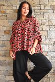 Sa Caleta Needlecord Leopard Artist Smock Strawberry