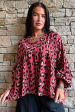 Sa Caleta Needlecord Leopard Artist Smock Strawberry