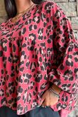 Sa Caleta Needlecord Leopard Artist Smock Strawberry