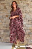 Sa Caleta Needlecord Leopard Barrel Pant Dusky Rose