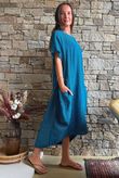 Salcombe Chalk Stripe Cotton Cocoon Dress Ocean Teal