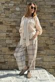 Santa Fe Plaid Relaxed Barrel Pant Antique Rose