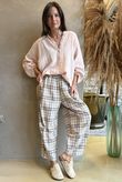 Santa Fe Check Relaxed Barrel Pant Antique Rose