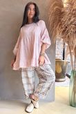 Santa Fe Check Relaxed Barrel Pant Antique Rose