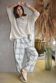 Santa Fe Check Relaxed Barrel Pant Baby Blue
