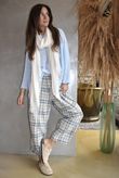 Santa Fe Check Relaxed Barrel Pant Baby Blue