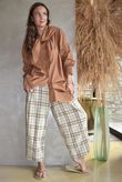 Santa Fe Plaid Relaxed Barrel Pant Custard