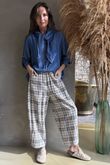 Santa Fe Check Relaxed Barrel Pant Mocha