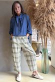 Santa Fe Check Relaxed Barrel Pant Olive