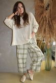 Santa Fe Check Relaxed Barrel Pant Olive