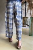 Santa Fe Check Relaxed Barrel Pant Soft Cobalt