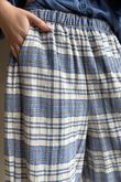 Santa Fe Check Relaxed Barrel Pant Soft Cobalt