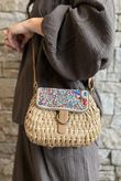 Sardinia Beaded Raffia Crossbody Bag Dark