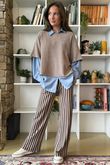 Shoreditch Stripe Lounge Flare Trouser Chocolate & Latte /20 * pre order due approx 10 days