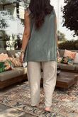 Sicily Pure Cotton Button Tiered Tank Top Khaki /11 =