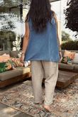Sicily Pure Cotton Button Tiered Tank Top Light Denim /28 =