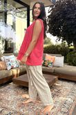Sicily Pure Cotton Button Tiered Tank Top Raspberry /17 =